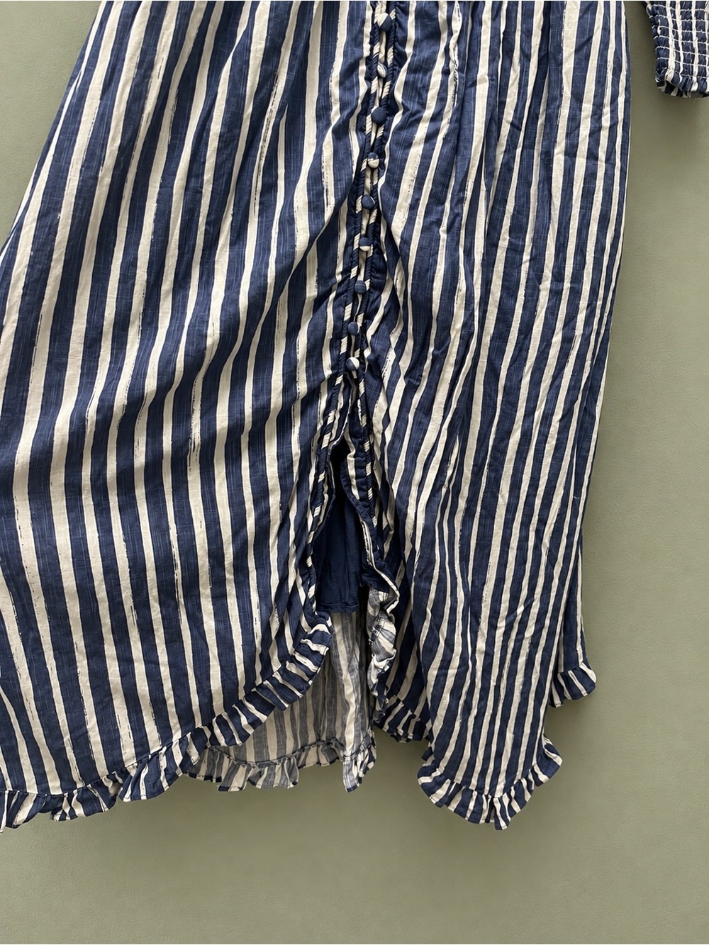 Anthropologie Blue and White Striped Maxi Dress with Smocked Waist - Picture 4 of 7